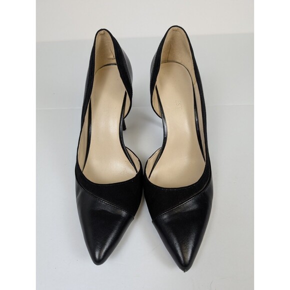 Nine West Alvaa Black Leather Pointed Toe Slip On Half D'Orsay Stiletto 7.5M - Picture 2 of 15